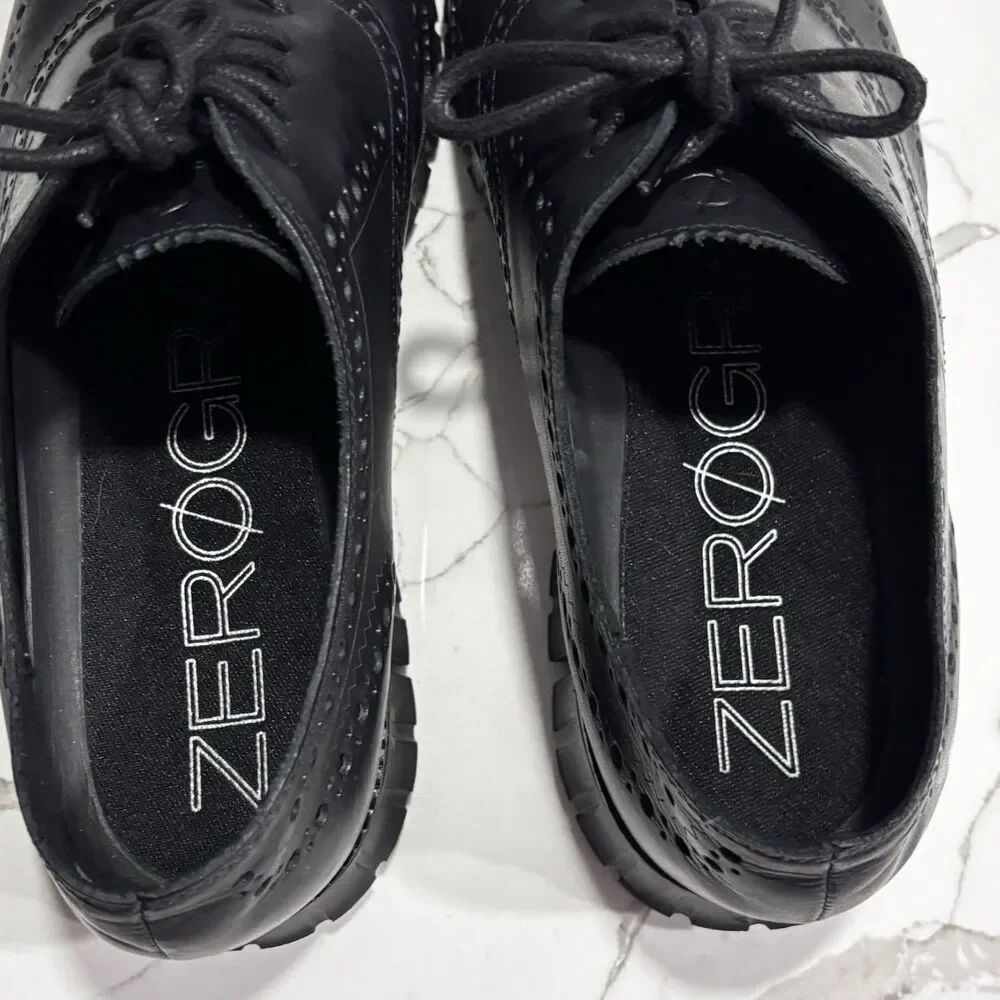 COLE HAAN Zerogrand Wingtip Oxford Black Dress Casual Shoes Men's Size 11.5M